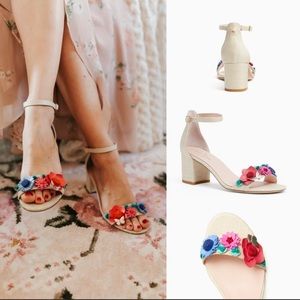 Kate Spade Wendy Raffia Leather Flower Heels
